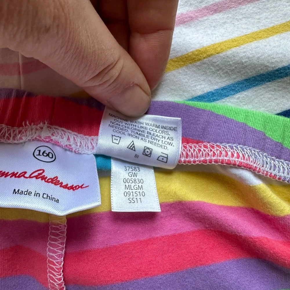 Hanna Andersson PJ Pant Lot Lounge Pants Rainbow Stripe Cotton Spandex p…